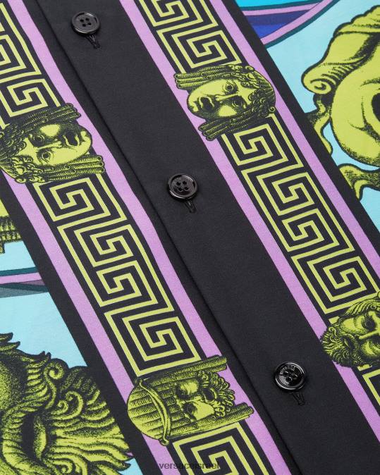גברים Versace הדפס חולצה בתערובת כותנה le maschere הַלבָּשָׁה N8T21309