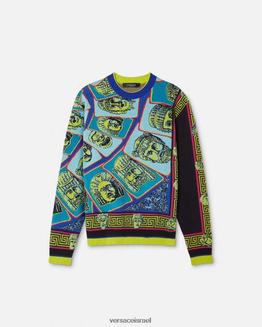 גברים Versace הדפס סוודר ג'קארד le maschere הַלבָּשָׁה N8T21335
