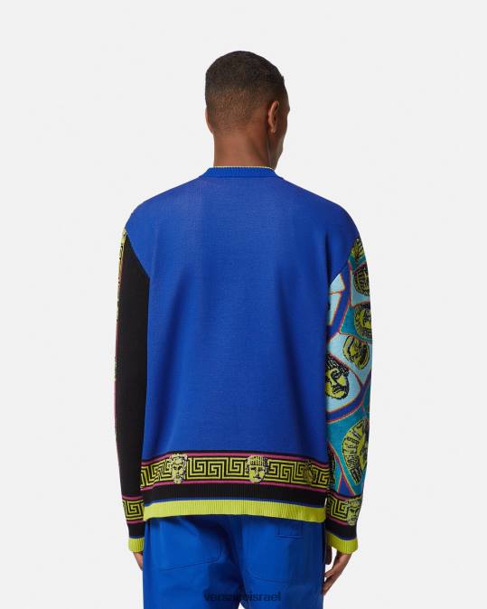 גברים Versace הדפס סוודר ג'קארד le maschere הַלבָּשָׁה N8T21335