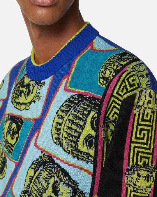גברים Versace הדפס סוודר ג'קארד le maschere הַלבָּשָׁה N8T21335