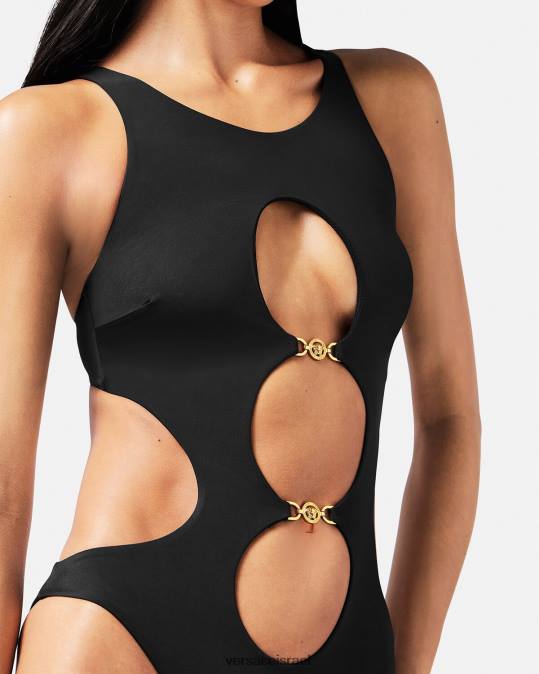 נשים Versace שָׁחוֹר בגד ים מחלק אחד של medusa '95 תחתונים ובגדי חוף N8T21148