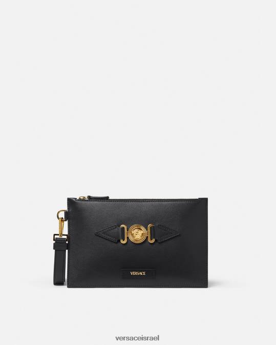 גברים Versace שָׁחוֹר תיק פאוץ' קטן של medusa biggie תיקים N8T21463