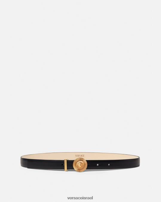 נשים Versace שָׁחוֹר חגורת עור דקה של medusa biggie אביזרים N8T2533