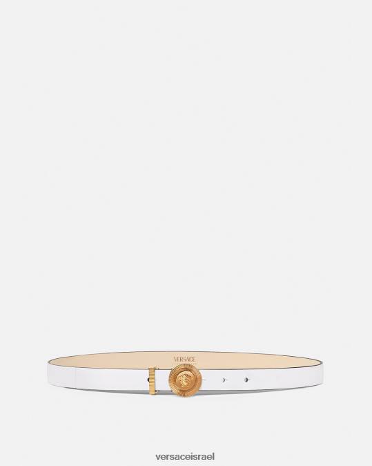 נשים Versace לבן חגורת עור דקה של medusa biggie אביזרים N8T2547