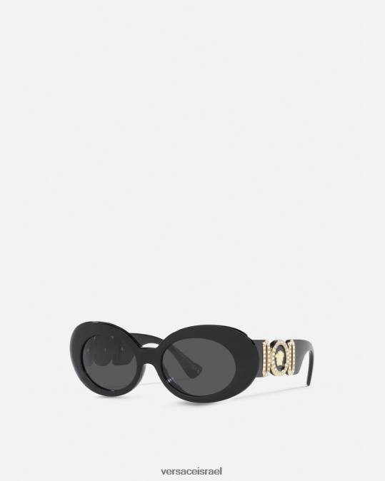 נשים Versace שָׁחוֹר משקפי שמש סגלגלים של medusa biggie אביזרים N8T2631