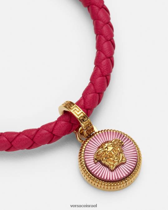נשים Versace ורוד פוקסיה צמיד עור medusa biggie אביזרים N8T2729