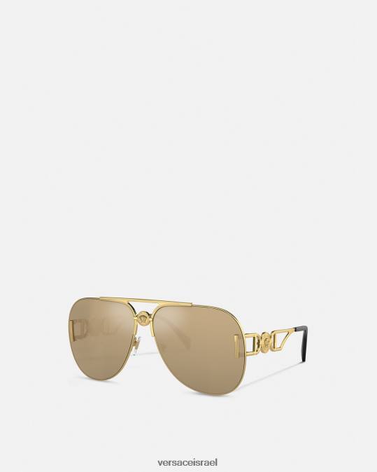 נשים Versace זהב משקפי שמש של medusa biggie pilot אביזרים N8T2595
