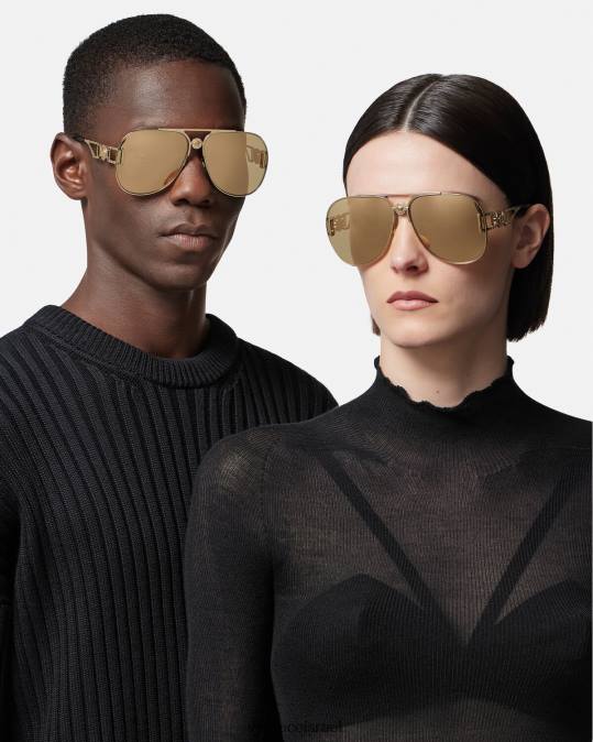 נשים Versace זהב משקפי שמש של medusa biggie pilot אביזרים N8T2595
