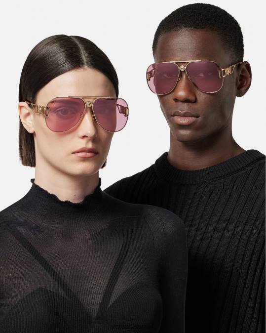 נשים Versace זהב וורוד משקפי שמש של medusa biggie pilot אביזרים N8T2598