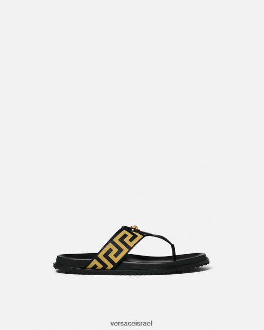 גברים Versace זהב שחור סנדלי medusa greca נַעַל N8T21591