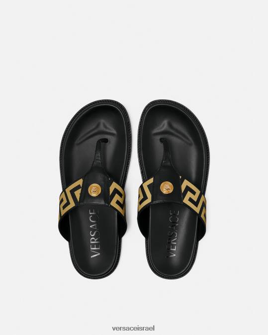 גברים Versace זהב שחור סנדלי medusa greca נַעַל N8T21591
