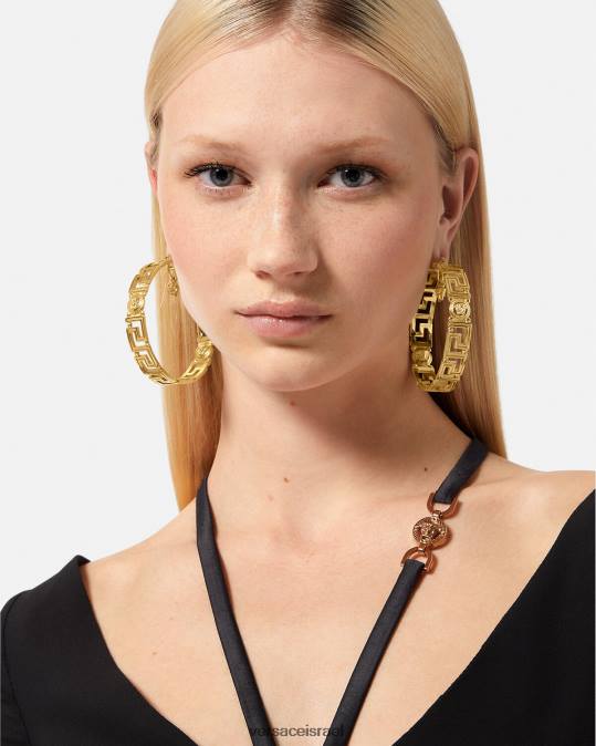 נשים Versace זהב עגילי חישוק medusa greca אביזרים N8T2832
