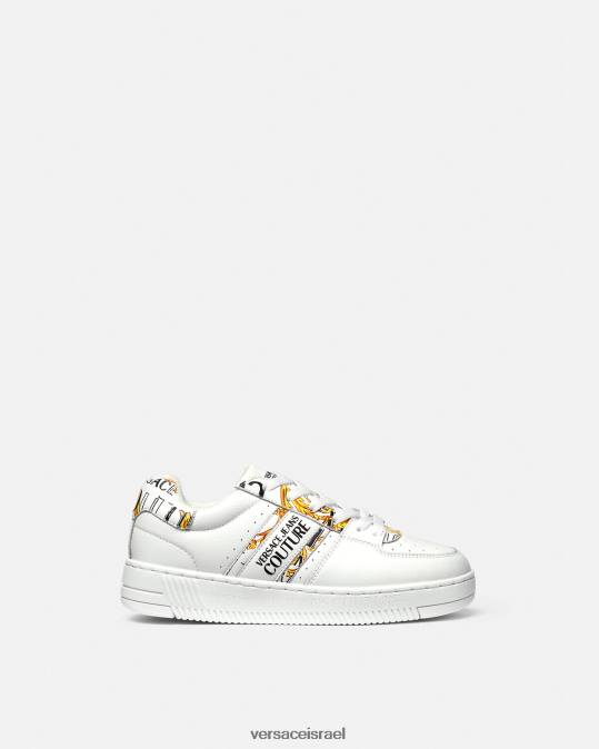 נשים Versace זהב ולבן מברשת לוגו קוטור סניקרס meyssa נַעַל N8T22295