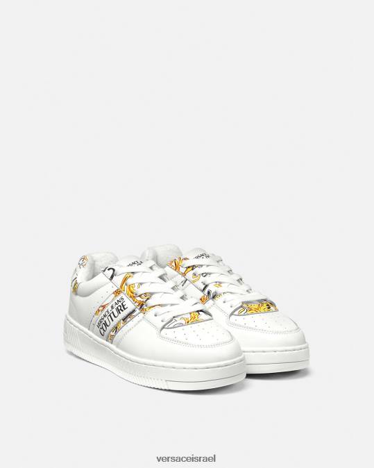 נשים Versace זהב ולבן מברשת לוגו קוטור סניקרס meyssa נַעַל N8T22295