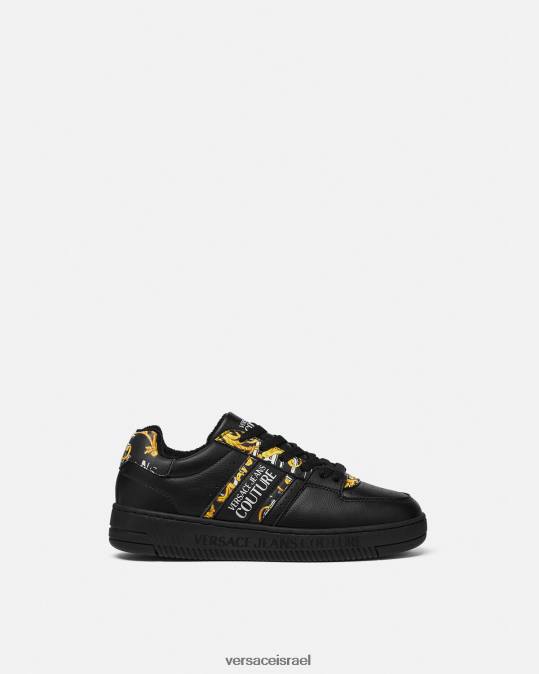 נשים Versace זהב שחור מברשת לוגו קוטור סניקרס meyssa נַעַל N8T22296