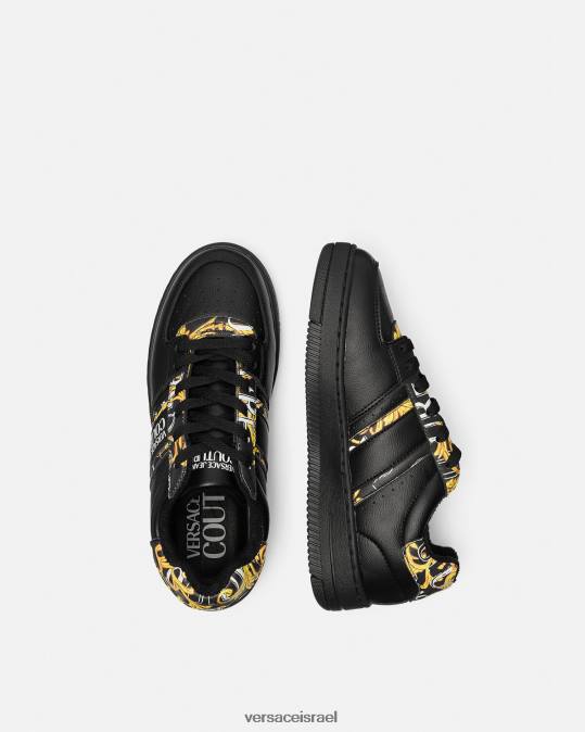 נשים Versace זהב שחור מברשת לוגו קוטור סניקרס meyssa נַעַל N8T22296