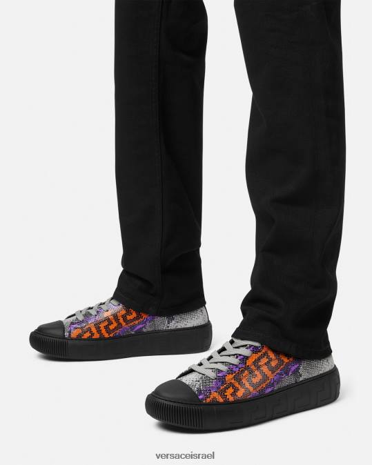 גברים Versace צבע אחד סניקרס בהדפס python greca נַעַל N8T21554