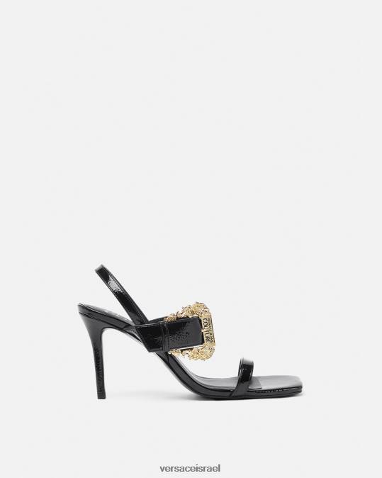 נשים Versace שָׁחוֹר סנדלי slingback בארוק של אמילי נַעַל N8T22257