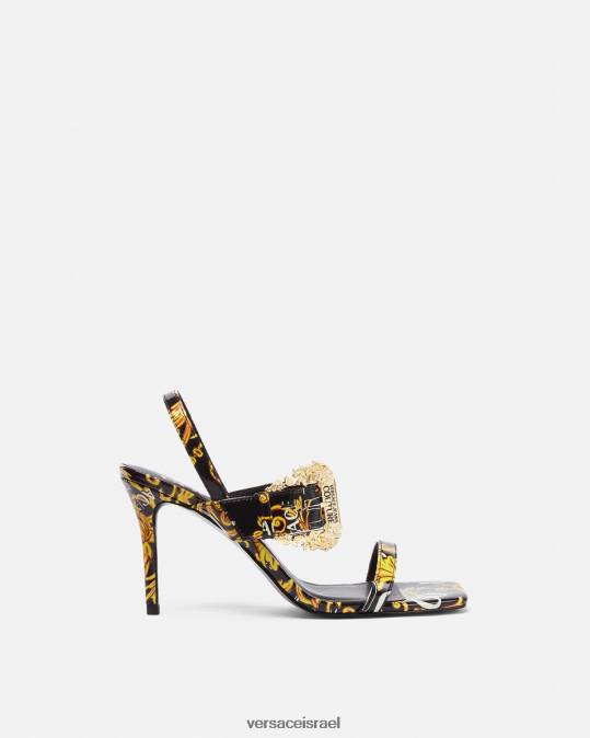 נשים Versace זהב שחור לוגו קוטור אמילי סנדלי slingback נַעַל N8T22282