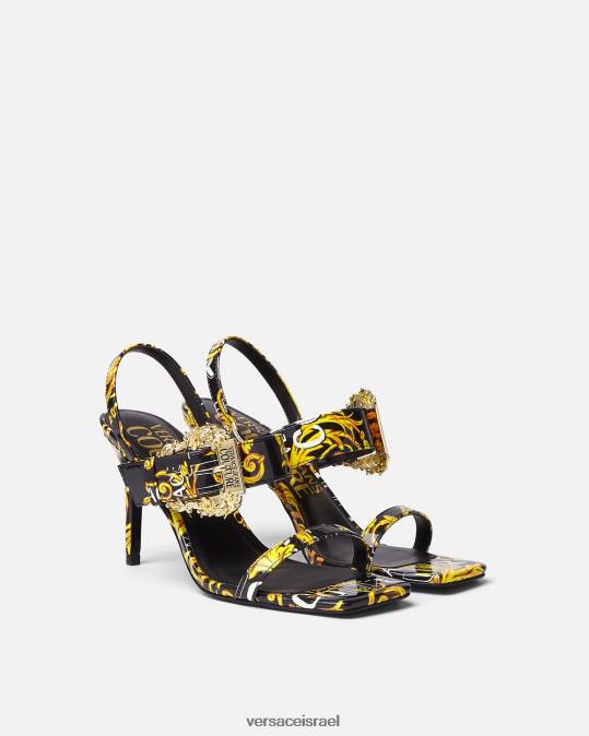 נשים Versace זהב שחור לוגו קוטור אמילי סנדלי slingback נַעַל N8T22282
