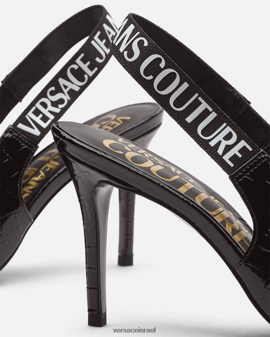 נשים Versace שָׁחוֹר משאבות slingback עם לוגו נַעַל N8T22307