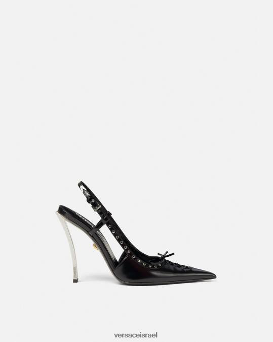נשים Versace שָׁחוֹר משאבות slingback עם שרוכים נַעַל N8T2382
