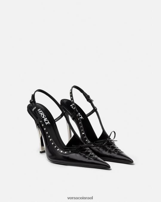 נשים Versace שָׁחוֹר משאבות slingback עם שרוכים נַעַל N8T2382