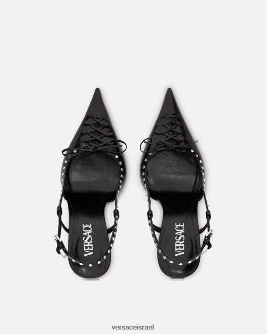 נשים Versace שָׁחוֹר משאבות slingback עם שרוכים נַעַל N8T2382