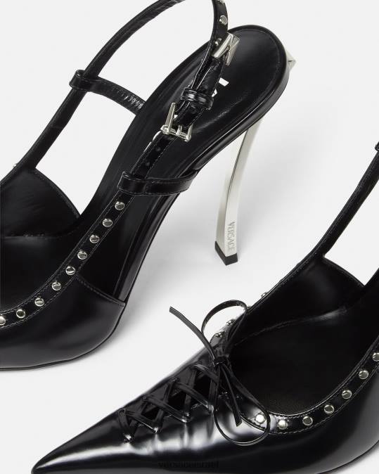 נשים Versace שָׁחוֹר משאבות slingback עם שרוכים נַעַל N8T2382