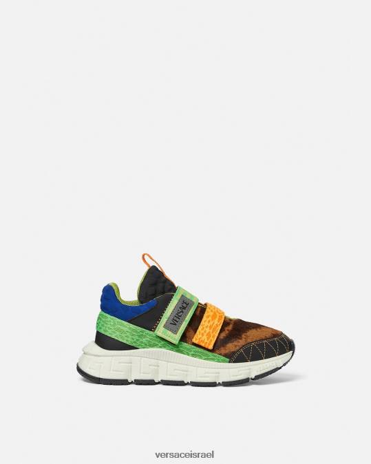 יְלָדִים Versace שחור וכתום ואדום נעלי ספורט trigreca upcycle נַעַל N8T22054