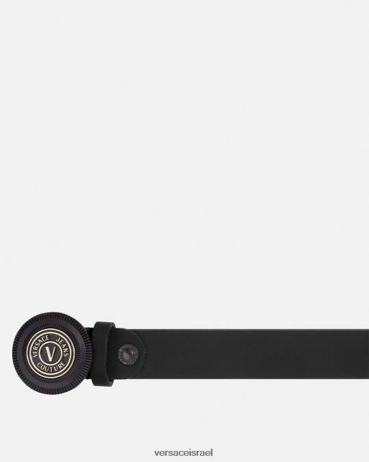 גברים Versace שָׁחוֹר חגורת אבזם עגולה עם סמל v אביזרים N8T22483