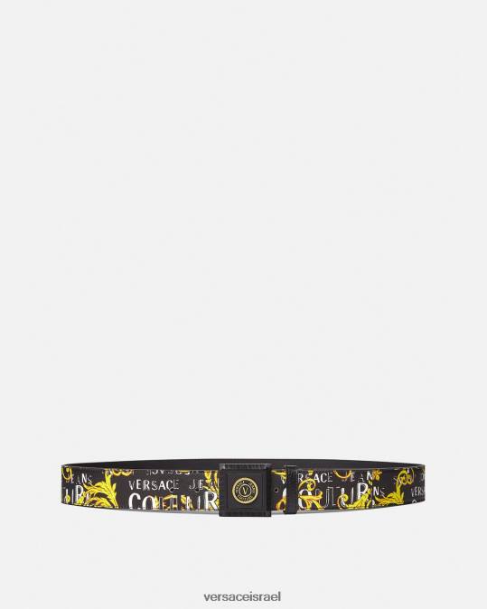 גברים Versace זהב שחור חגורת קוטור לוגו v-emblem אביזרים N8T22503
