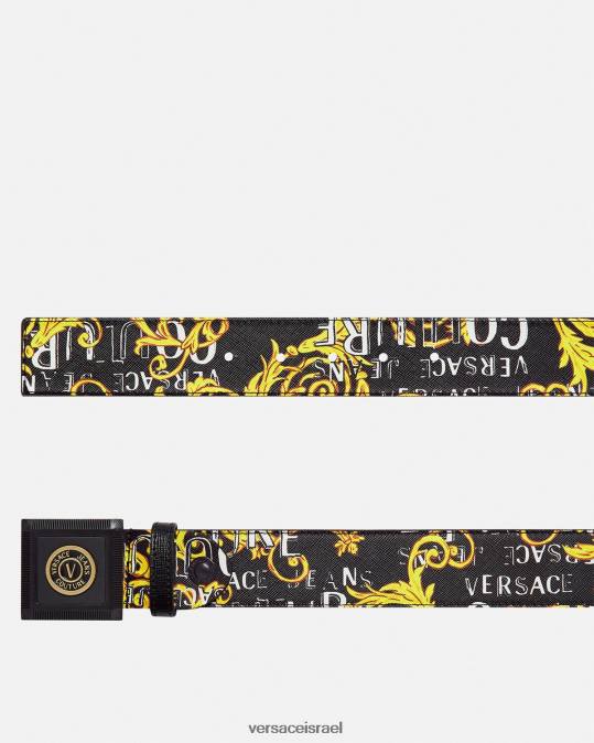 גברים Versace זהב שחור חגורת קוטור לוגו v-emblem אביזרים N8T22503