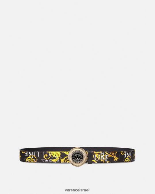 גברים Versace זהב שחור חגורה עגולה של לוגו v-emblem קוטור אביזרים N8T22512