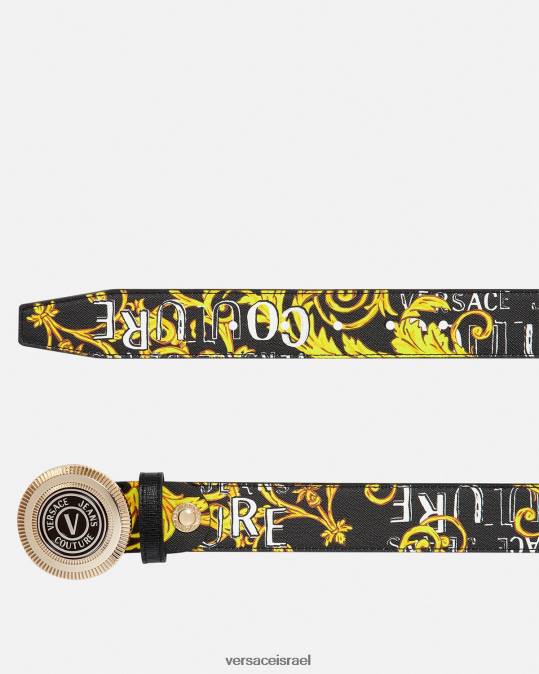 גברים Versace זהב שחור חגורה עגולה של לוגו v-emblem קוטור אביזרים N8T22512