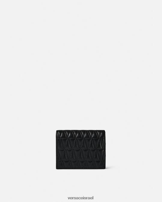נשים Versace שָׁחוֹר ארנק מרופד מרופד של virtus אביזרים N8T2577