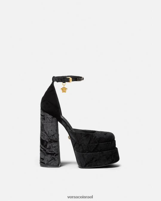נשים Versace שָׁחוֹר משאבות פלטפורמת קטיפה של medusa aevitas נַעַל N8T2428