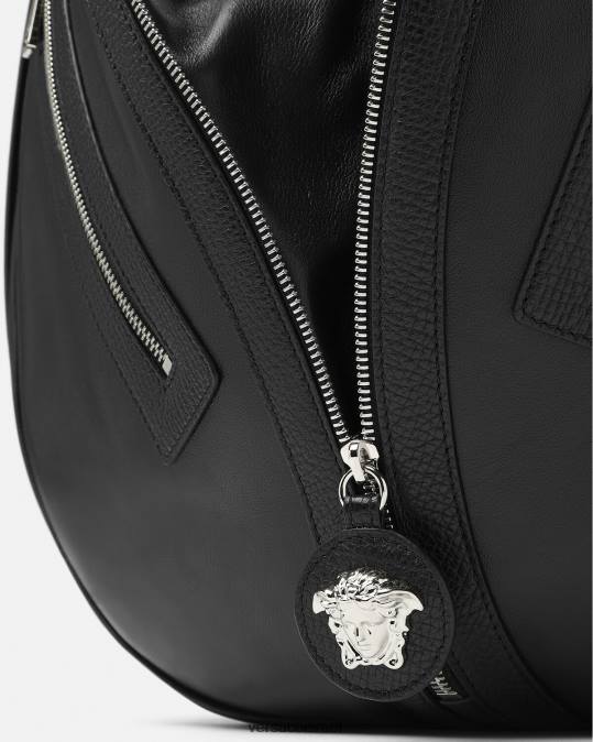 גברים Versace שָׁחוֹר חזור על תיק נווד גדול תיקים N8T21500
