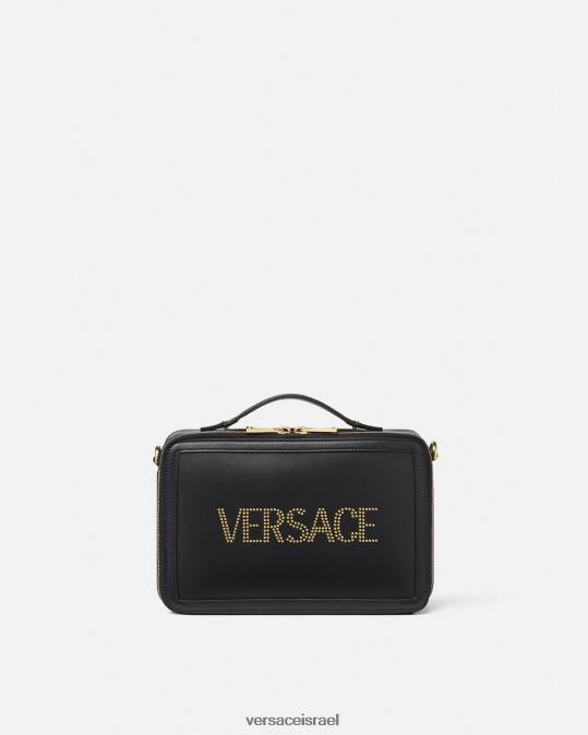 גברים Versace שָׁחוֹר תיק שליח לוגו משובץ תיקים N8T21502