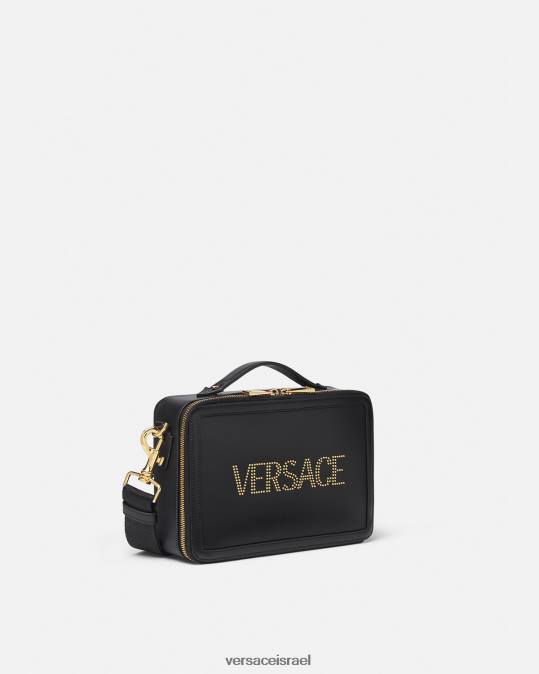 גברים Versace שָׁחוֹר תיק שליח לוגו משובץ תיקים N8T21502