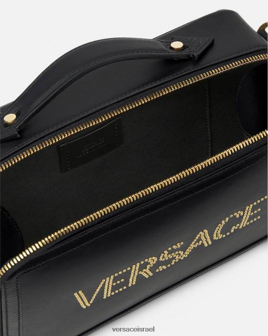 גברים Versace שָׁחוֹר תיק שליח לוגו משובץ תיקים N8T21502