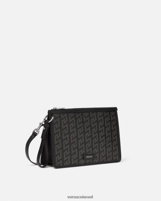 גברים Versace שָׁחוֹר תיק קרוסבודי גרקה משובץ תיקים N8T21475