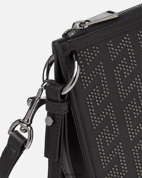 גברים Versace שָׁחוֹר תיק קרוסבודי גרקה משובץ תיקים N8T21475