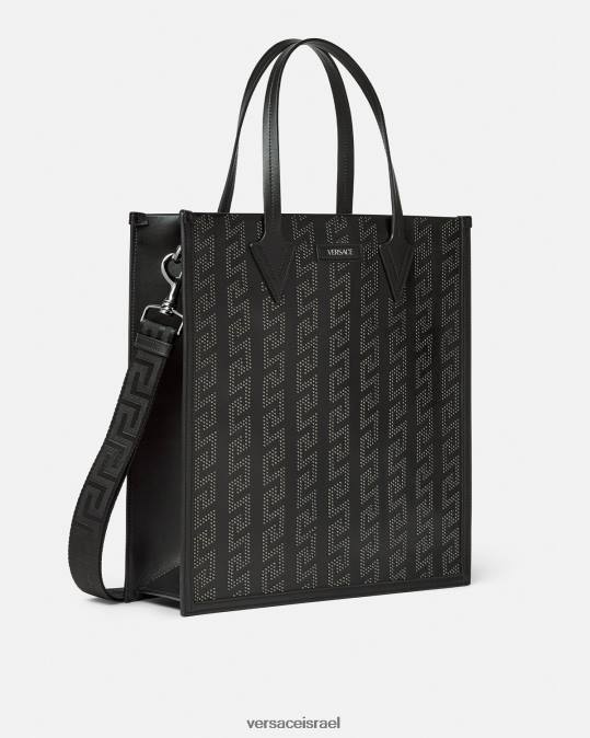 גברים Versace שָׁחוֹר תיק greca גבוה משובץ תיקים N8T21489
