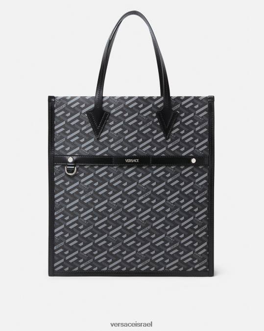 גברים Versace שחור ואפור תיק תיק גבוה של la greca תיקים N8T21476