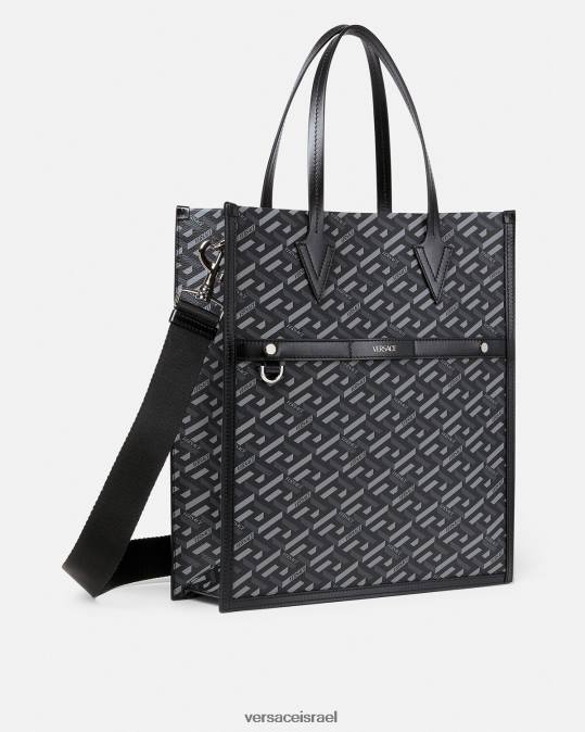גברים Versace שחור ואפור תיק תיק גבוה של la greca תיקים N8T21476