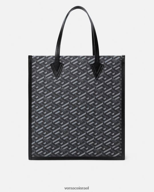 גברים Versace שחור ואפור תיק תיק גבוה של la greca תיקים N8T21476