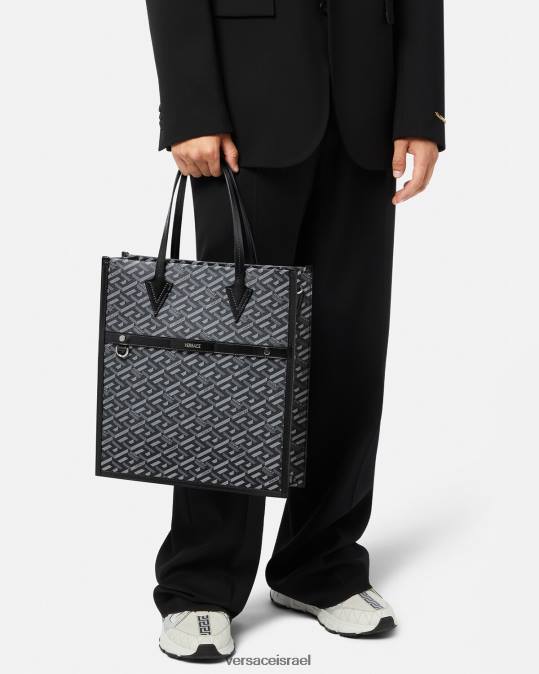 גברים Versace שחור ואפור תיק תיק גבוה של la greca תיקים N8T21476