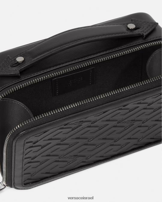 גברים Versace שָׁחוֹר תיק מסנג'ר קטן חתימת la greca תיקים N8T21479
