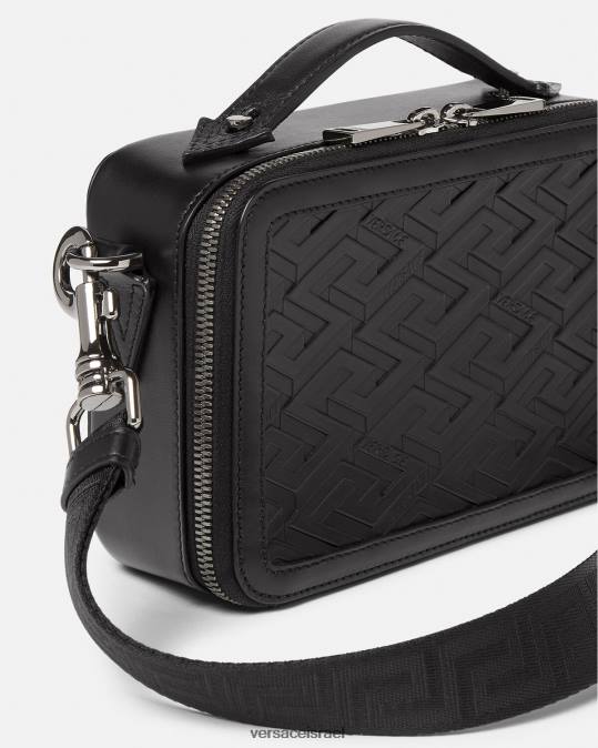 גברים Versace שָׁחוֹר תיק מסנג'ר קטן חתימת la greca תיקים N8T21479